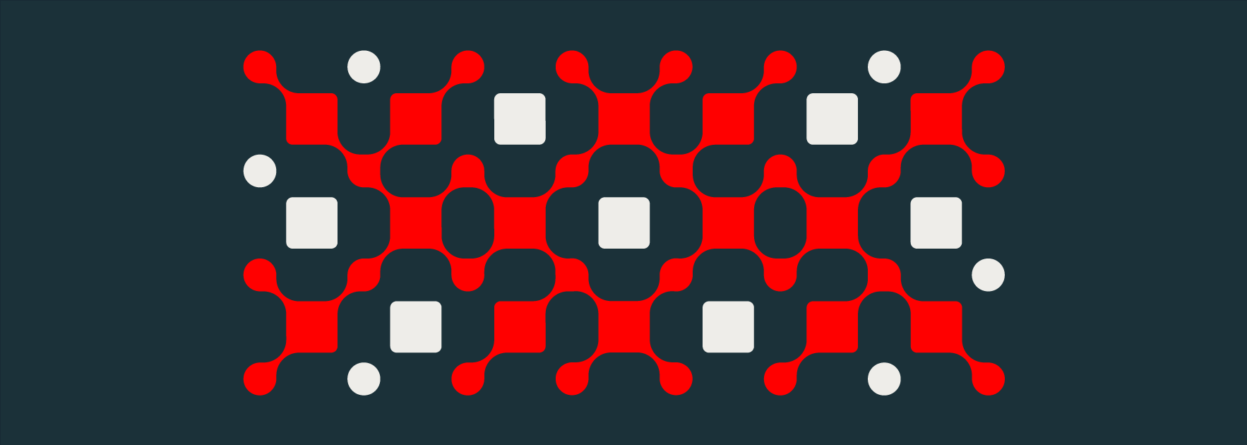 Header graphic with interlinked squares and circles