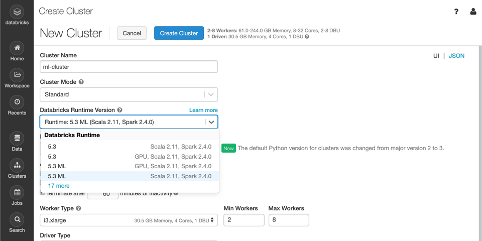 Databricks Runtime 5.3 ML