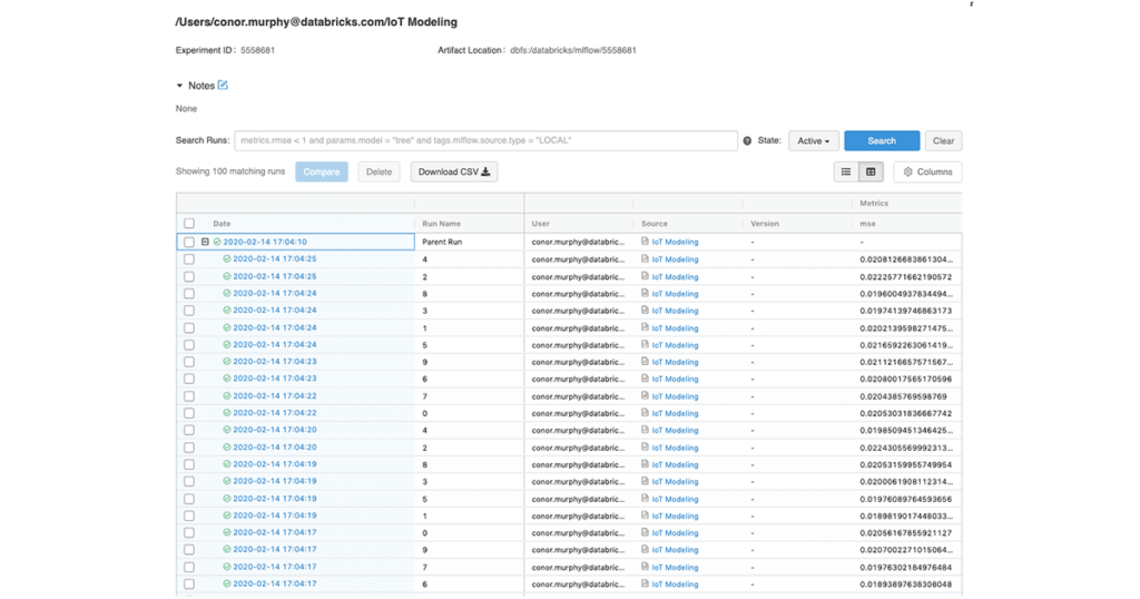 IoT Device Model Logging with Nested Runs in MLflow