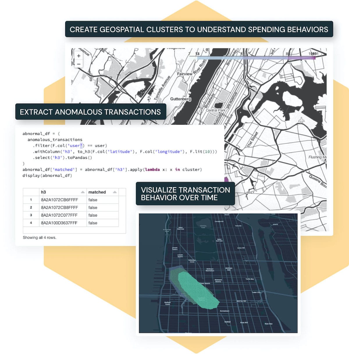 identifying fraud with geospatial analytics and ai ui hex image