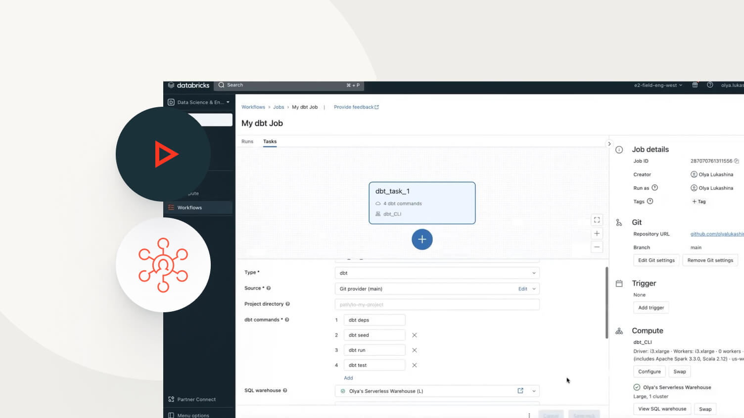 dbt 프로젝트 통합을 Databricks 워크플로우에 적용하기 | Databricks