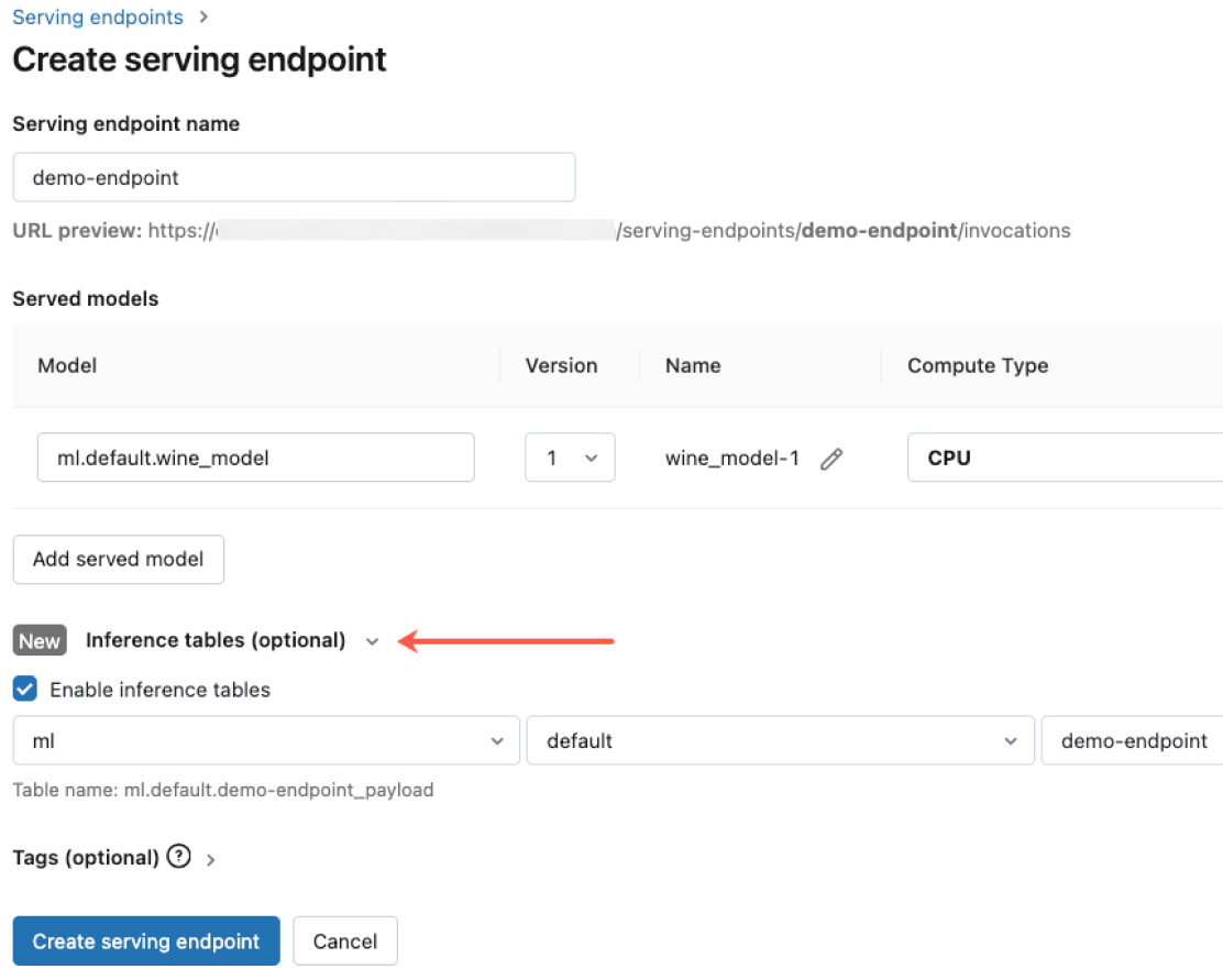 Create serving endpoint graphic image