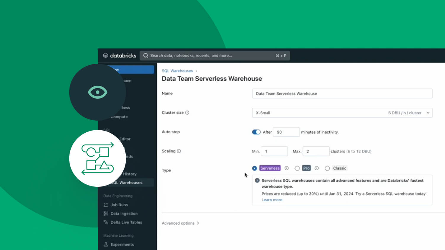 An image of a Databricks SQL interface with a dashboard and a SQL editor.