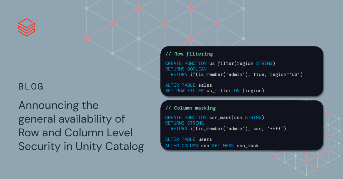 Saying the Basic Availability of Row and Column Stage Safety with Databricks Unity Catalog
