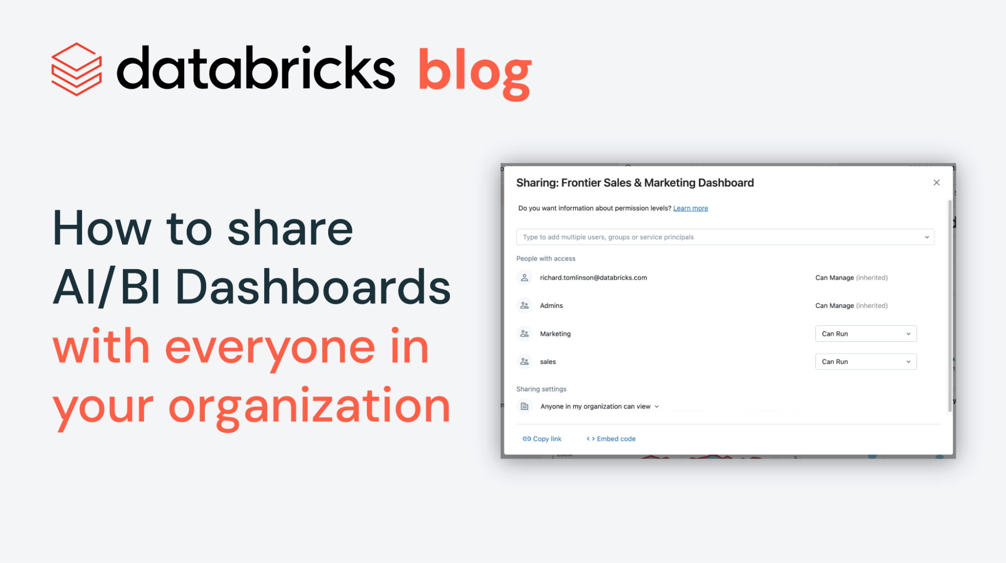 How to share AI/BI Dashboards with everyone in your organization