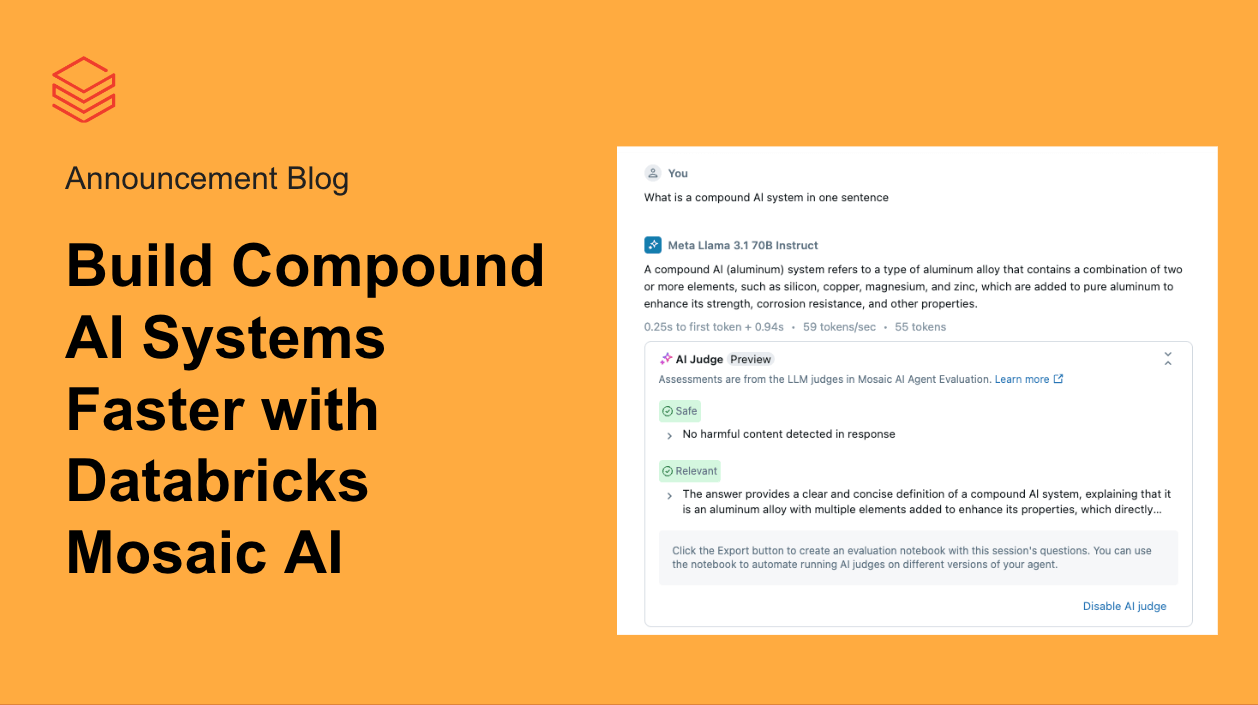 使用 Databricks Mosaic AI 更快构建复合 AI 系统