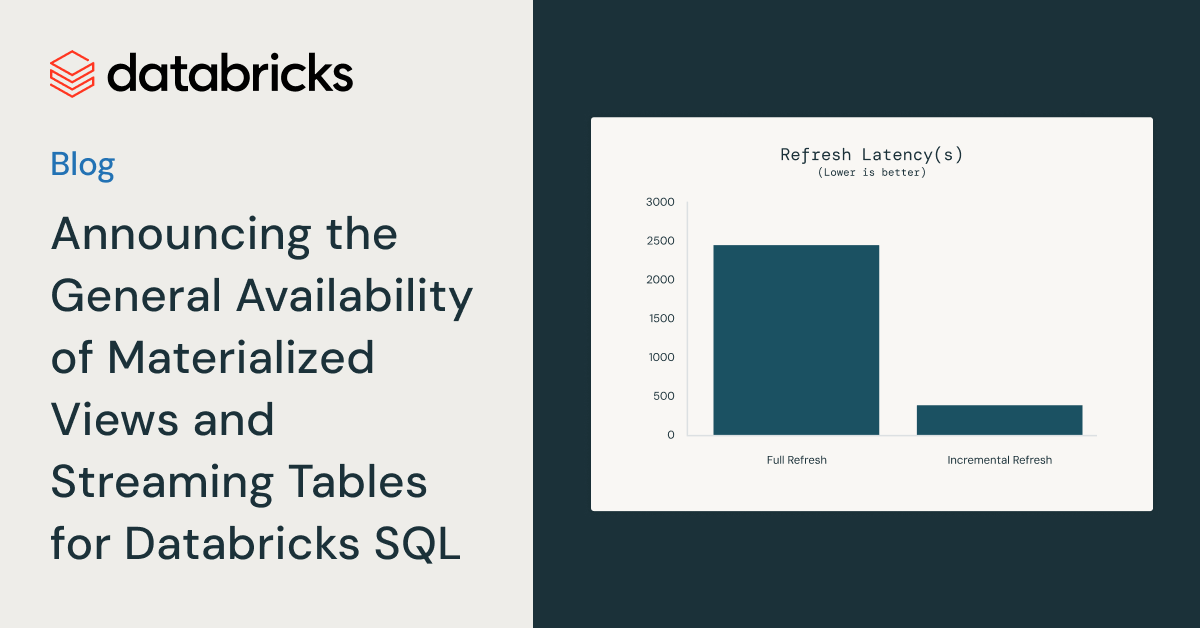 宣布Databricks SQL物化视图和流式表的正式发布