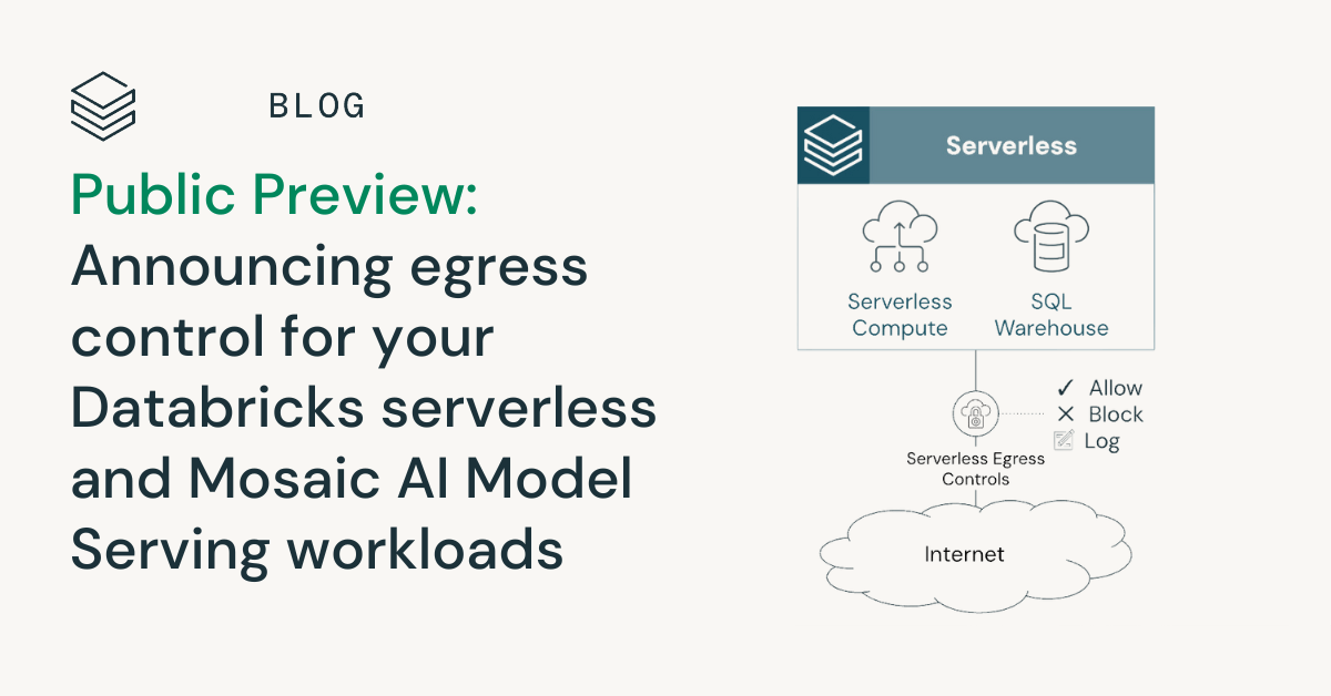 Blog: Announcing egress control for your Databricks serverless and Mosaic AI Model Serving workloads