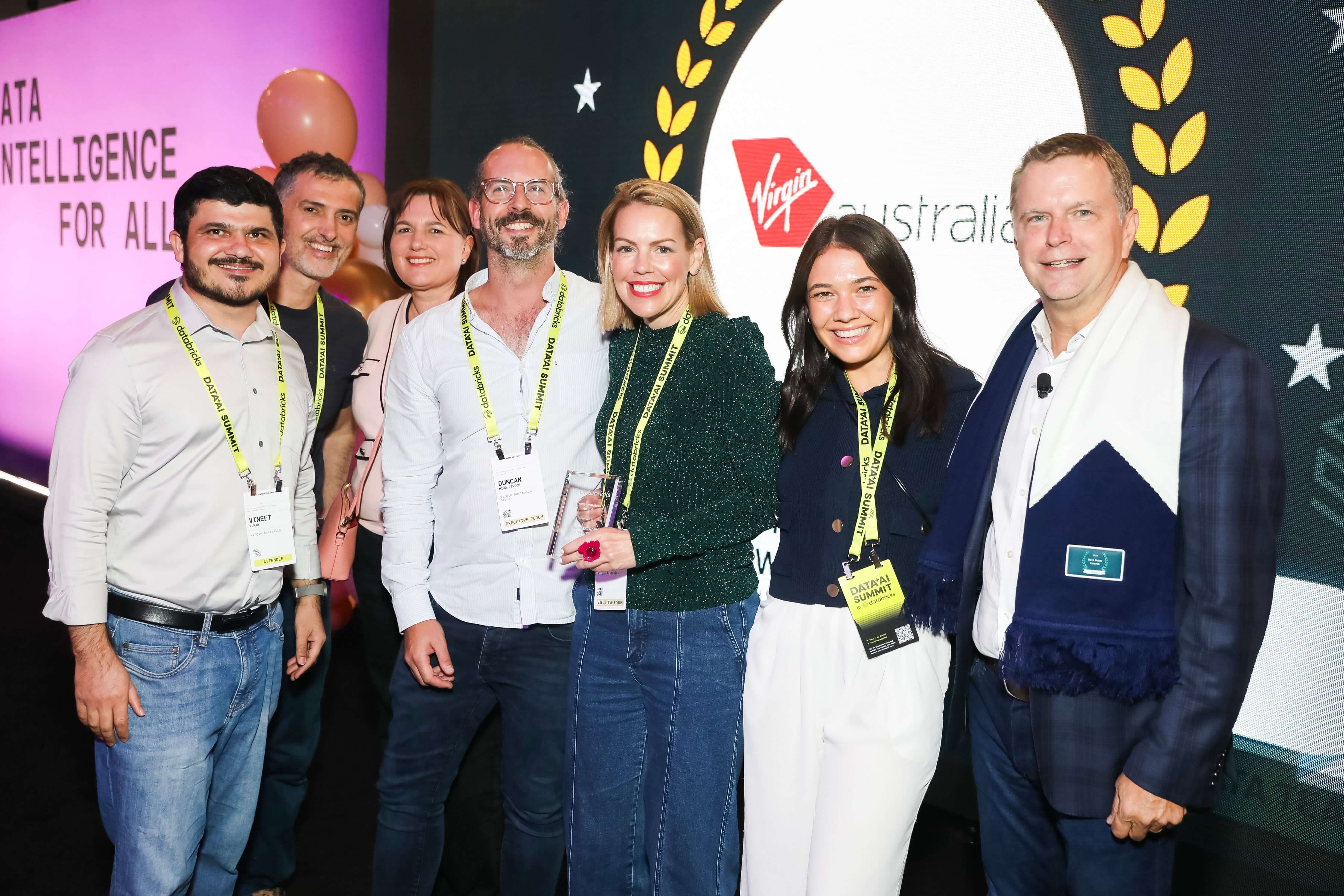 Virgin Australia Airlines data team accepting the Transformation Award