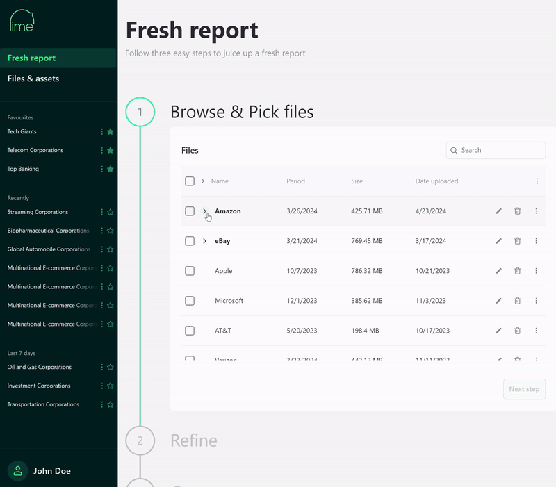 An example interface for ad hoc uploading of financial documents to the Lakehouse with “Lime” a financial valuations solution built with Databricks