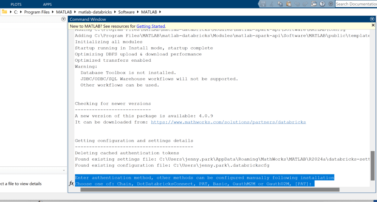 MATLAB terminal