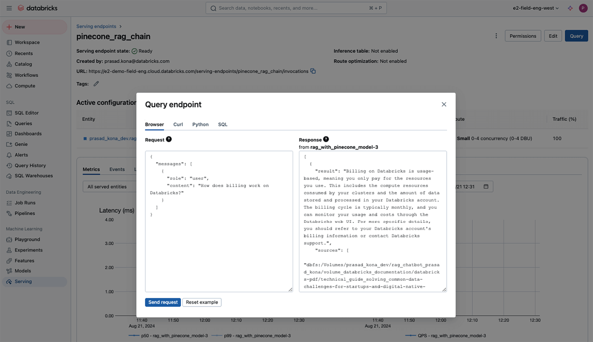 Query UI model serving