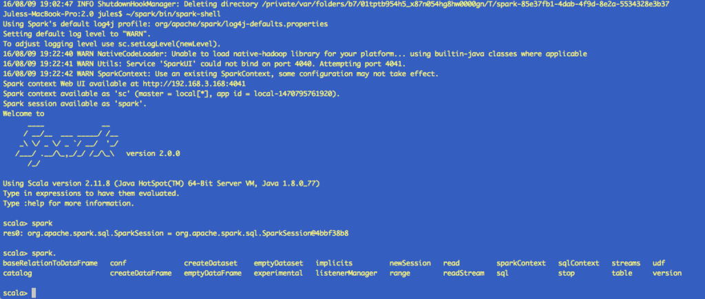 Fig 5. SparkSession in spark-shell 