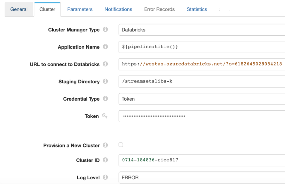 A simple configuration dialogue in a Transformer pipeline allows a customer to connect Transformer to their Databricks environment