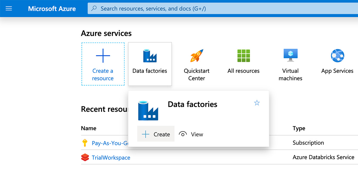 Create a data factory from the Azure portal