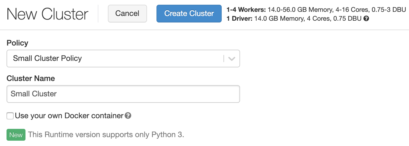 New Databricks cluster policy templates simplify cluster creation, reducing  the configuration option to a few basic choices.