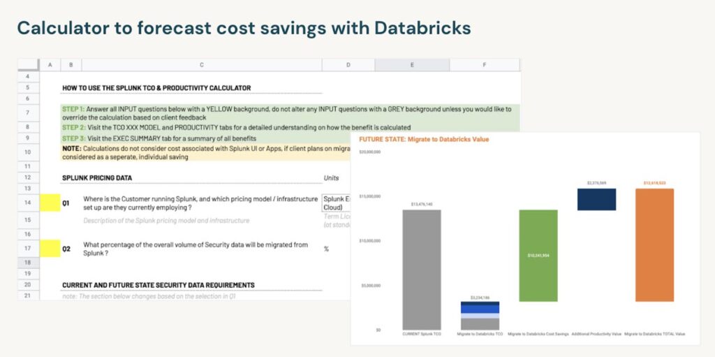 Sample calculator demonstrating cost-savings opportunities with Databricks for M-21-31 use cases.